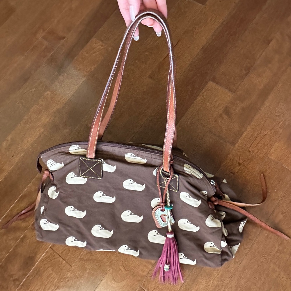 Dooney & Bourke Large Brown and Tan Patterned Shoulder Bag Tote travel bag